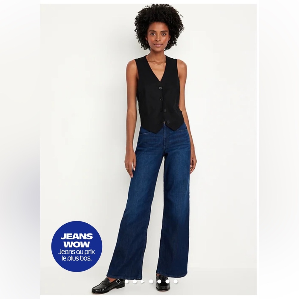 Old Navy high waisted dark wash Blue wide leg Jeans style Wow size4